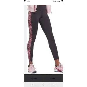 Reebok Workout Ready Modern Safari  Leggings Black‎ Pink Leopard Speedwick M